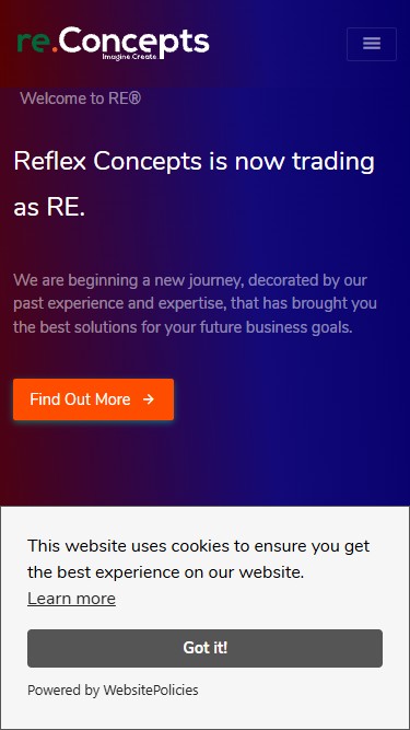 Mobile screenshot 1 of RE (Reflex Concepts) - Brand Website