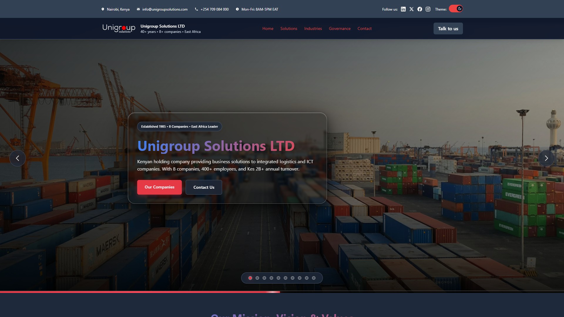 Desktop screenshot 1 of Unigroup Solutions - Corporate Website