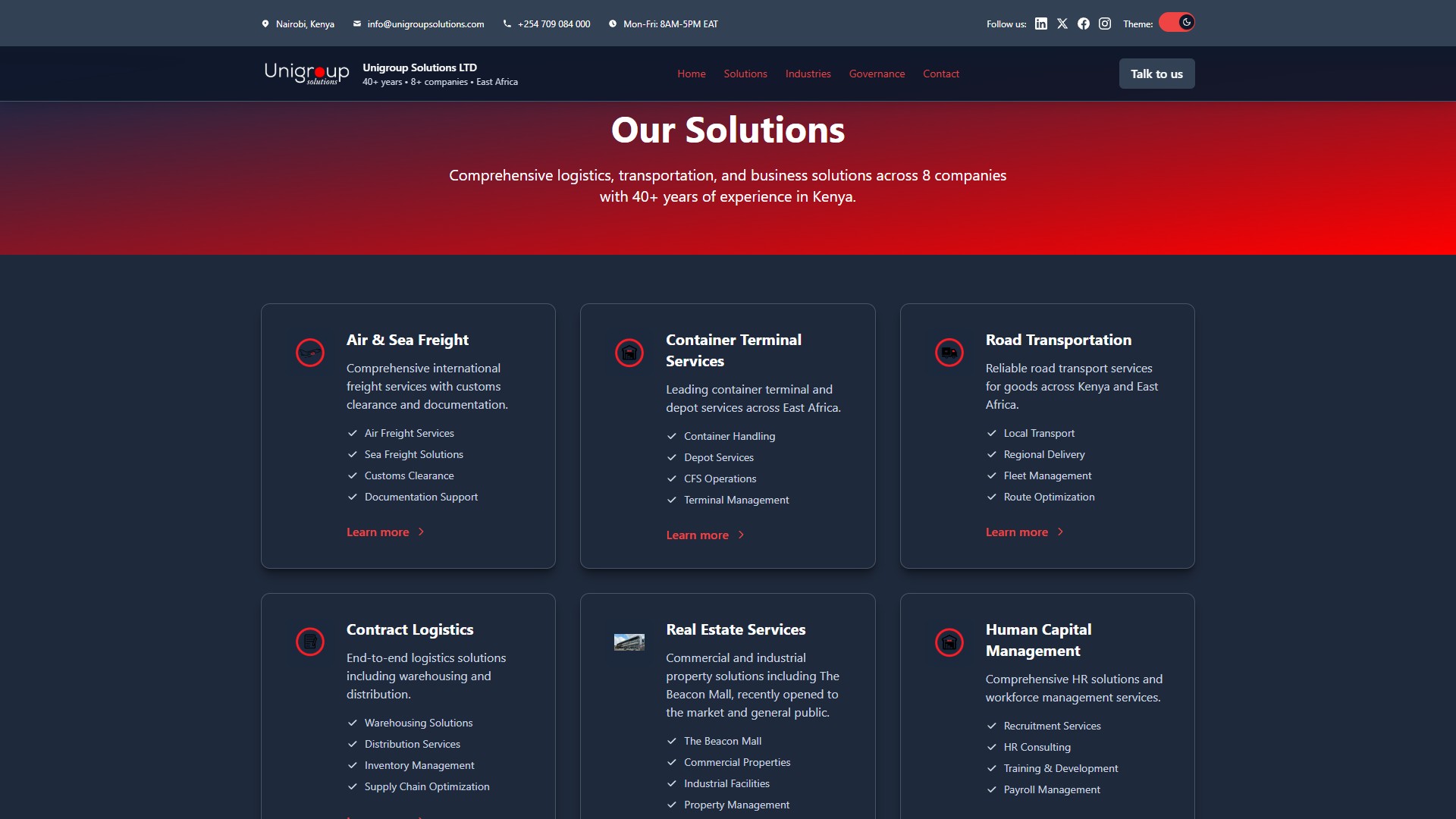 Desktop screenshot 2 of Unigroup Solutions - Corporate Website