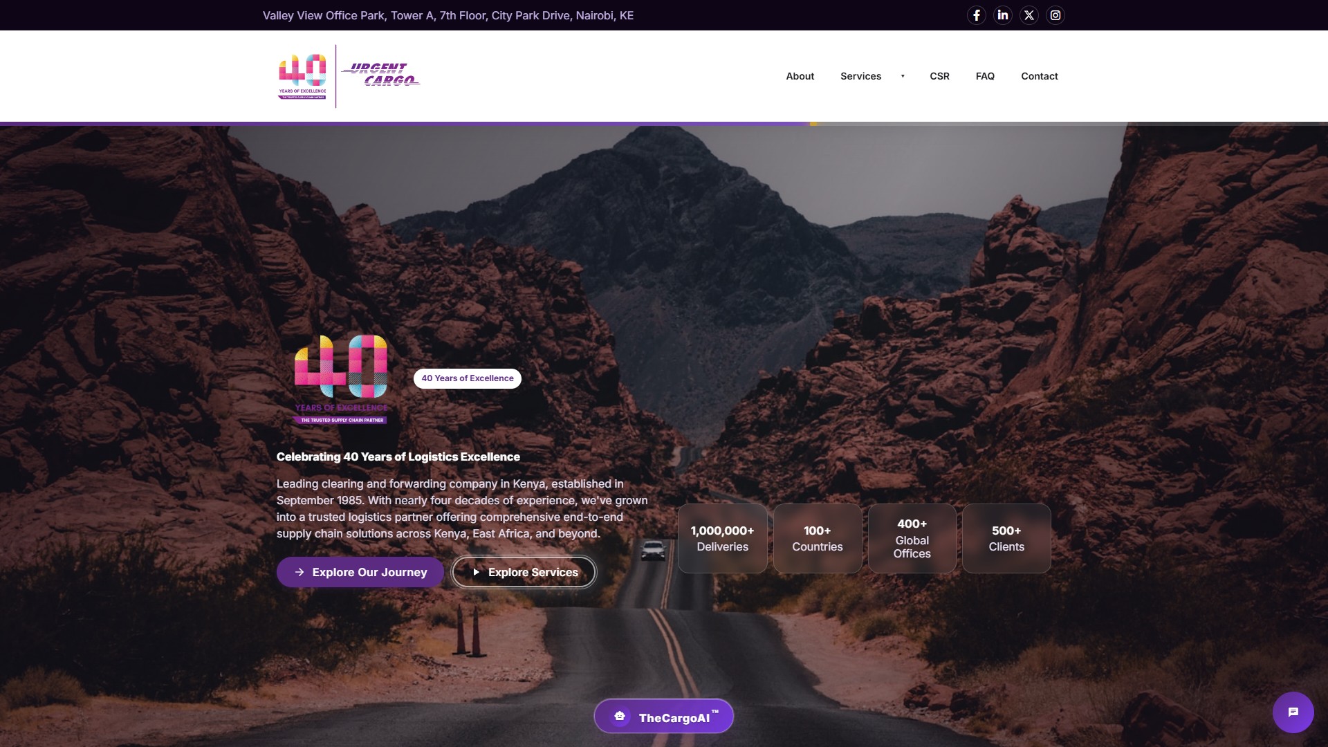 Desktop screenshot 1 of Urgent Cargo - Logistics Website